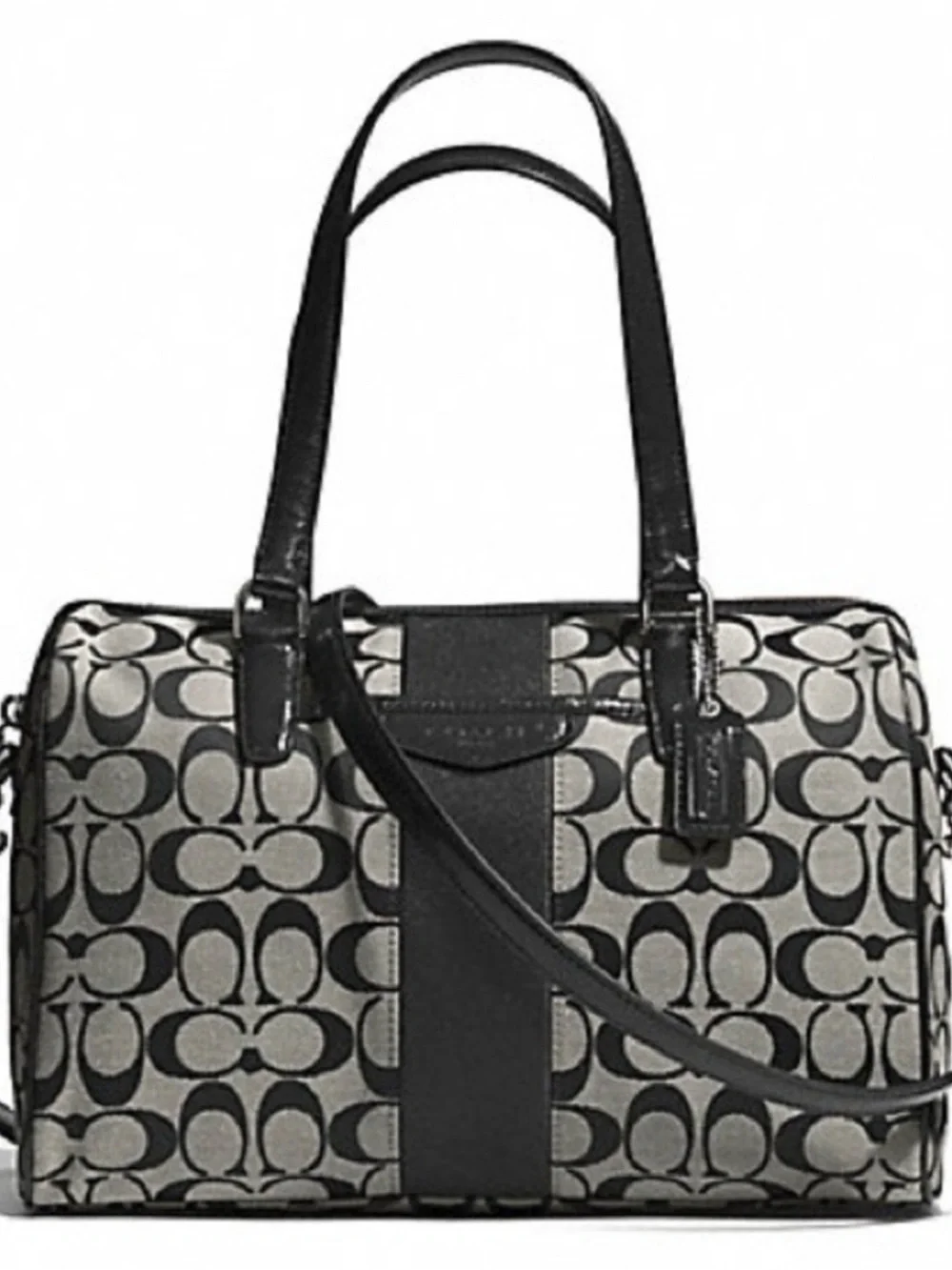 Coach Signature Stripe Nancy Sachel With Crossbody Strap